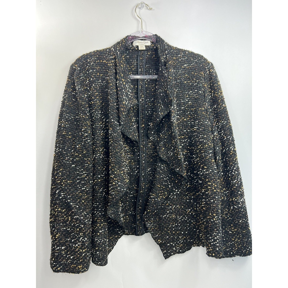Coldwater Creek Open Front Cardigan Women's Size L Brown with Multicolor Flecks